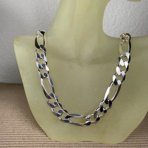 NEW 59.1 grams 18" 9.5mm Sterling Silver Figaro Chain Necklace from Italy